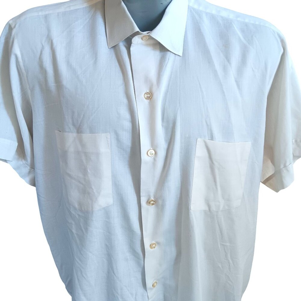 Vintage Men's XL Arrow Decton Shirt Batiste Short Sleeve 1970's Button-Up Dacron